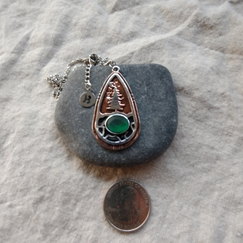 Last ONE!!! Pine Tree Moon Necklace - Picture 4 of 7